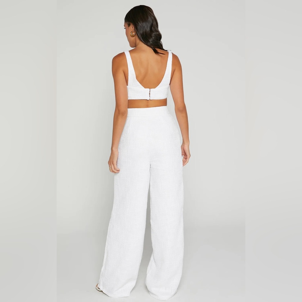 ADELAIDE TWO PIECE SET Crop Top and Wide Leg Pants Set in White - Picture 4 of 10